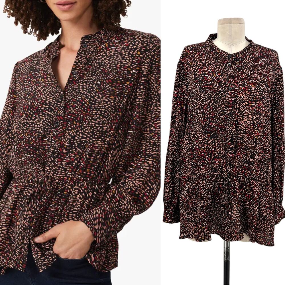 Hobbs London Rosalia‎ Scatter Print Blouse Long Sleeve Abstract Print Size US 14
